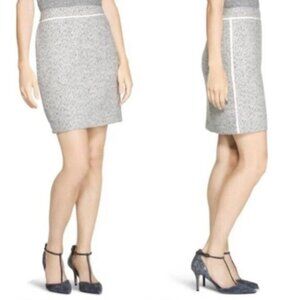 WHBM Ice Princess Boot Skirt Wool Blend Tweed Pencil Gray & White Pencil Size 4